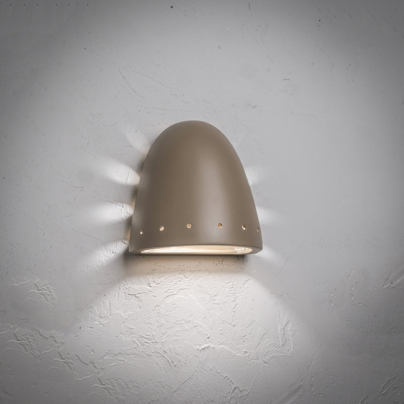 Ampoule murale d'extérieur encastrée en céramique Charleus, ampoule DEL incluse, Épice, H 9,5 po x l 9 po x P 6 po