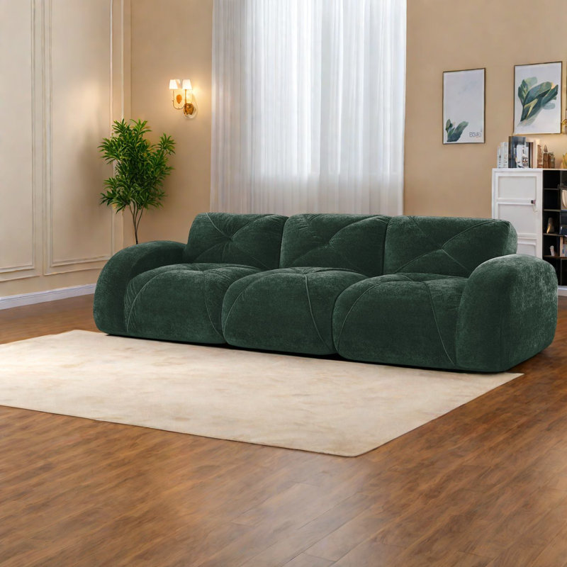 Luxueux canapés en velours, de style modulaire vert, sans assemblage, parfaits pour le divertissement à domicile