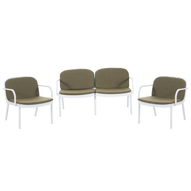  Ensemble de conversation 3 pièces Luna, Green Cushion/White Frame