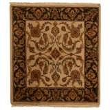 Hand Knotted Wool Area Rug in Ivory And Black