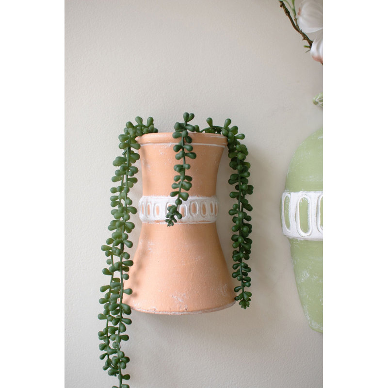  Handcrafted Clay Wall Vases – 11.5" Tall Hanging decor, Set of 3