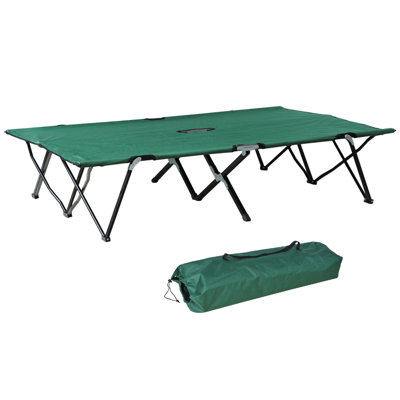 Lit de camping pour 2 personnes pour adultes - très large 50 po, portatif avec sac en cuir, lit de repos surélevé pour l'extérieur, large sac de transport pliant