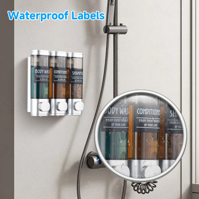 Wall Mounted Shampoo and Conditioner Dispenser 3(Silve)