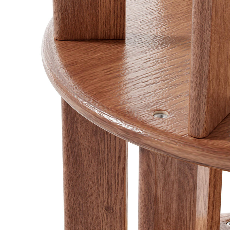 Bibliothèque en bois massif pivotante à 360 ° Oliver, équipée de roues de frein, permettant un ajustement flexible, Walnut