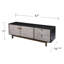 Console média moderne, rangement gris pour téléviseurs de 60 à 69 pouces, portes doubles, 2 tiroirs, console d'apparence à pattes en bronze antique, base Suits