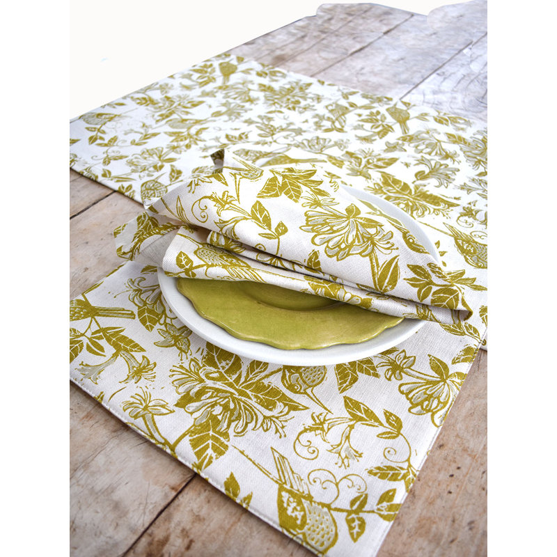 Ensemble de 4 napperons French Honeysuckle French Home - Chartreuse, Chartreuse