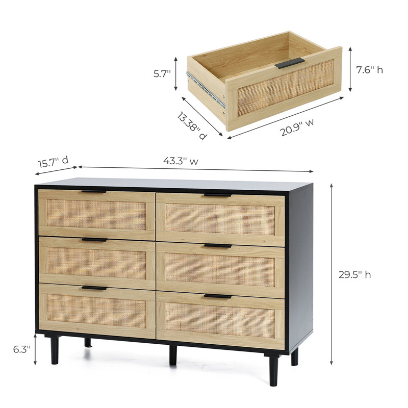 Azhar Rattan 6 - Drawer Dresser