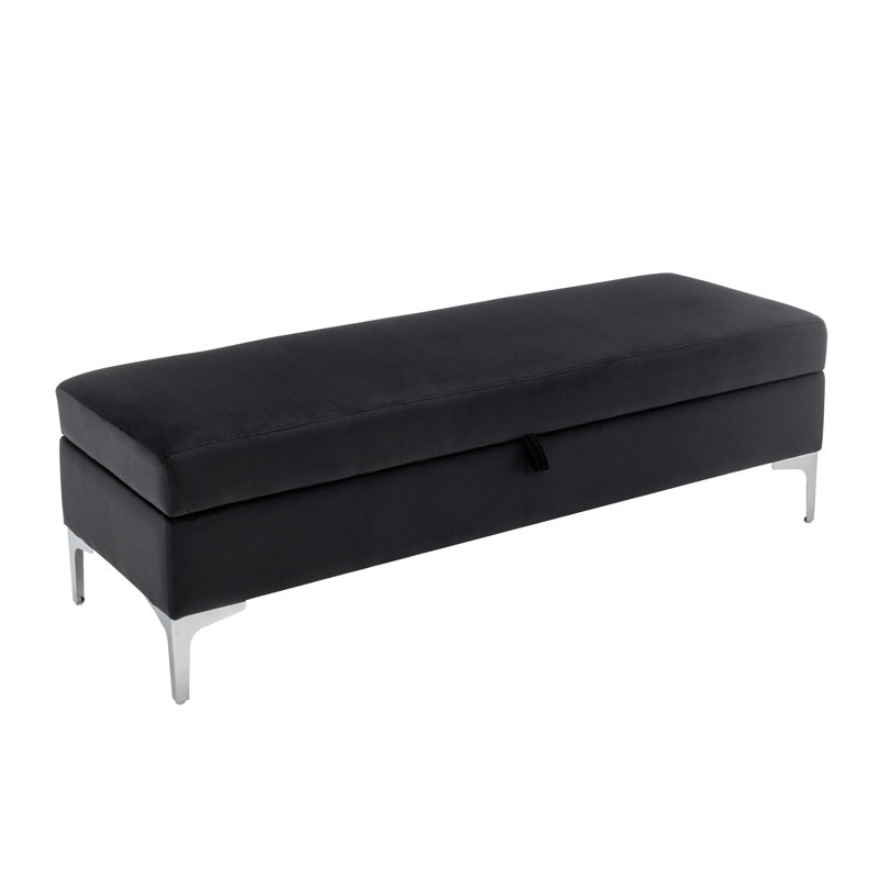 Marius Velvet Storage Bench, Black