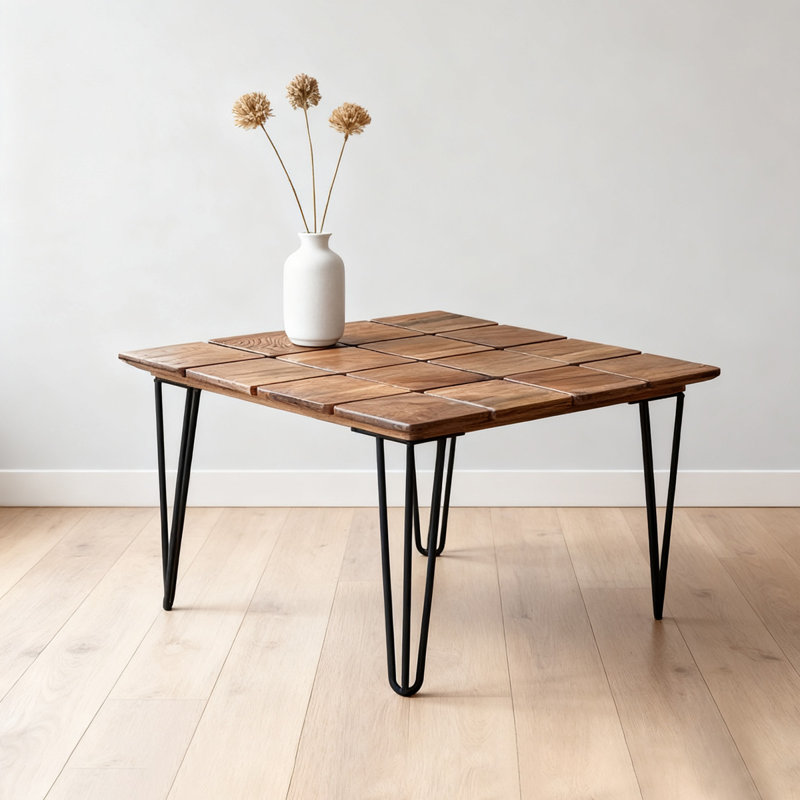 Retro Walnut Solid Wood Square Coffee Table