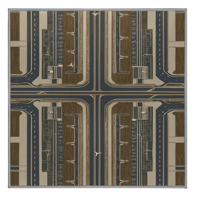 Machine Washable Transportation Gray Area Rug
