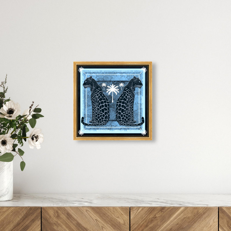Casablanca Leopardo Reverse Print Glam Jungle by Oliver Gal, Black Frame,, 13"H x 13"W, Gold Frame