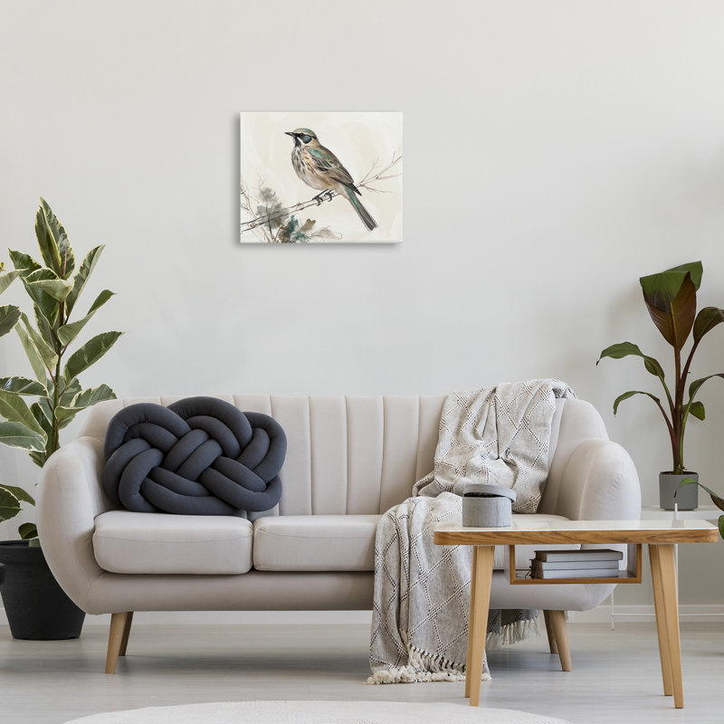 Illustration d'un oiseau perché, conception par LSR Creative Studio, H 16 po x l 20 po