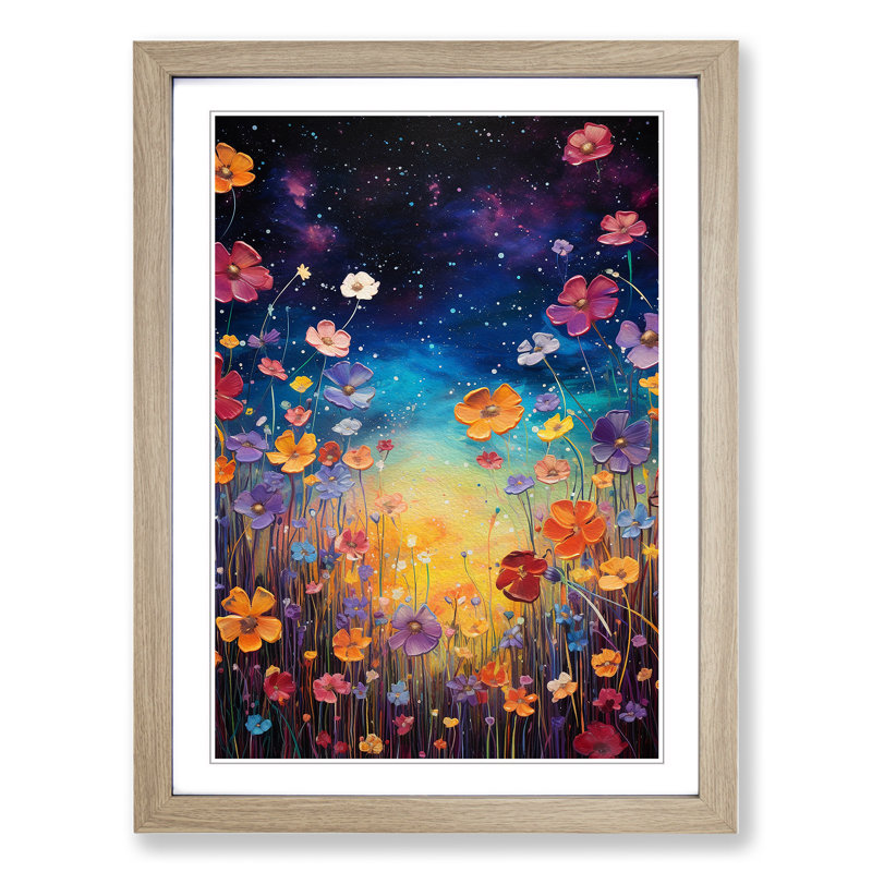 Cosmos Colour Field - Single Picture Frame Rectangle Print on Wood, Oak Framed, 64cm H x 46cm W
