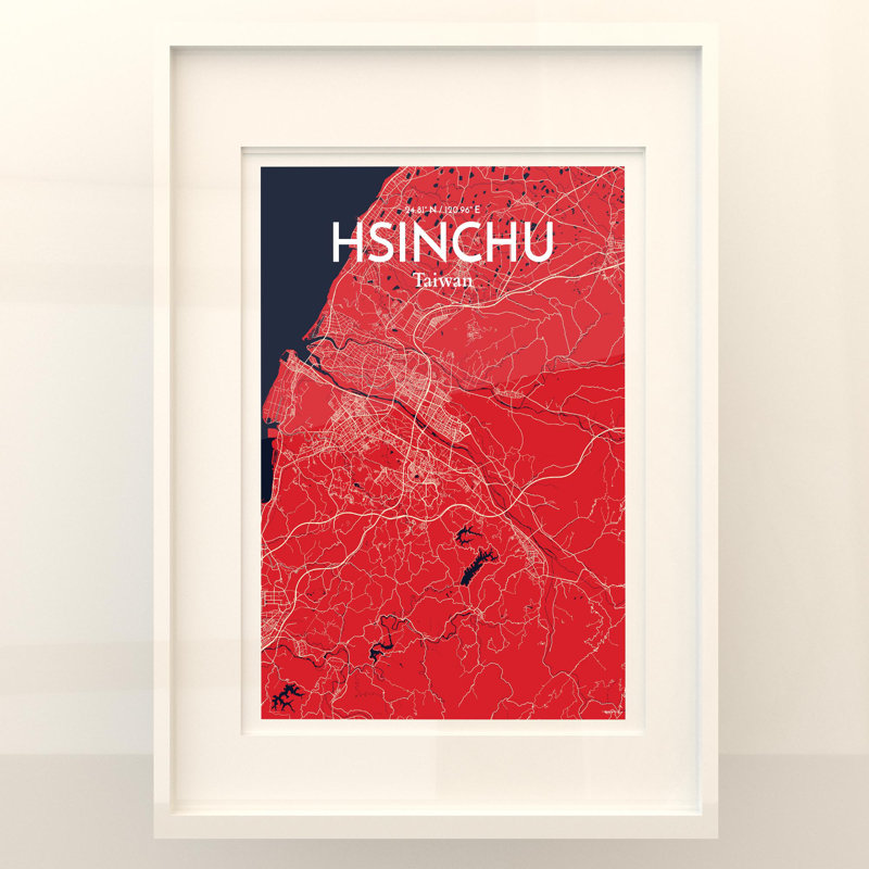 Hsinchu City Map In Nautical - No Frame Print, 27.6cm H x 19.7cm W x 0.05cm D