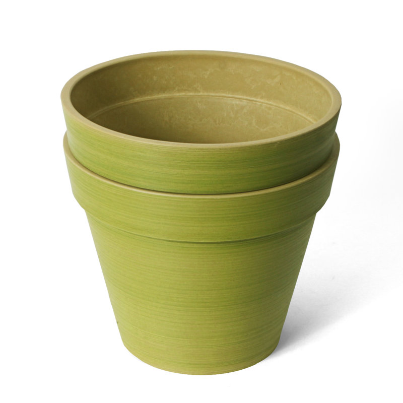 Cara Composite Pot Planter Set, 8" H x 10" W x 10" D, Green