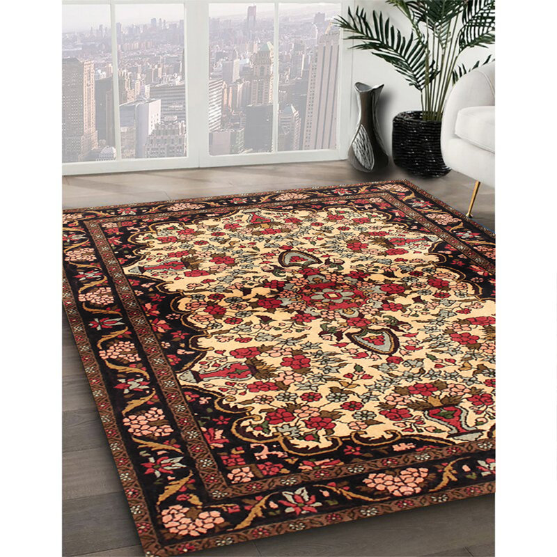 Tapis décoratif en laine brun/beige Silvia, Rectangle 7 pi x 9 pi