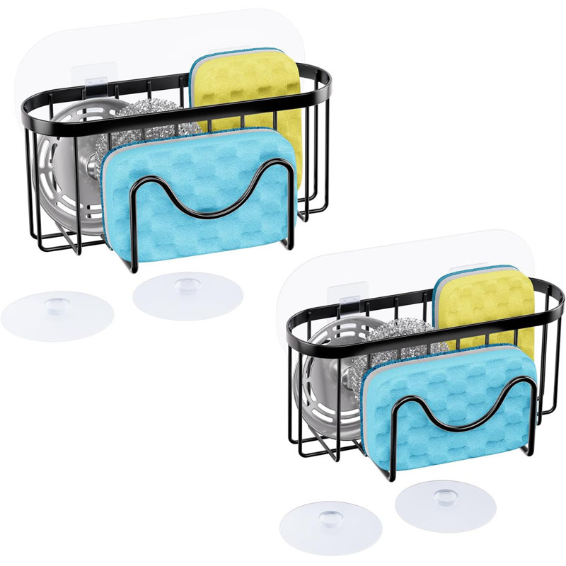 Multifunctional M-Shaped Sponge Holder With Dual Installation Options, Rustproof Stainless Steel Kitchen Sink Organizer For Sponges, Brushes, And Scrapers