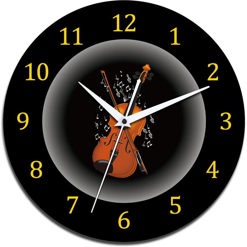 12 Inch Music Themed Wall Clock with Violin and Musical Notes Dial., Silent Clock