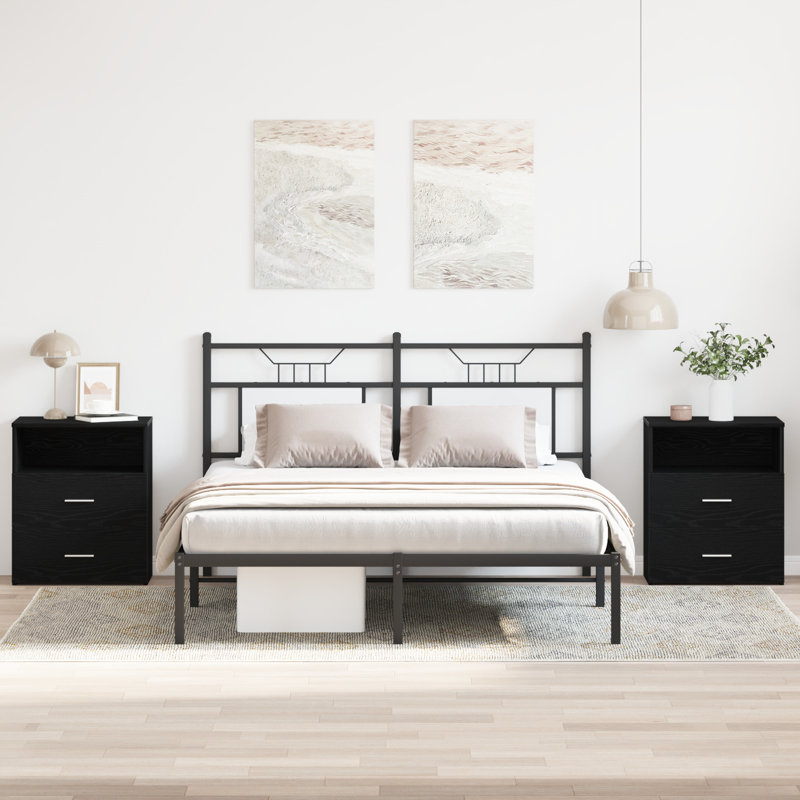 50cm W Manufactured Wood Bedside Table, Set of 2