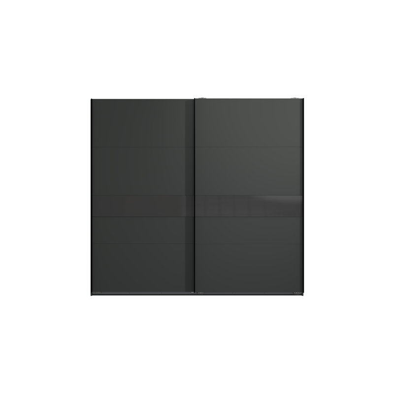 Bakersfield 2 Door Manufactured Wood Wardrobe, 210cm H x 225cm W x 65cm D, Standard, Graphite/Glass Grey