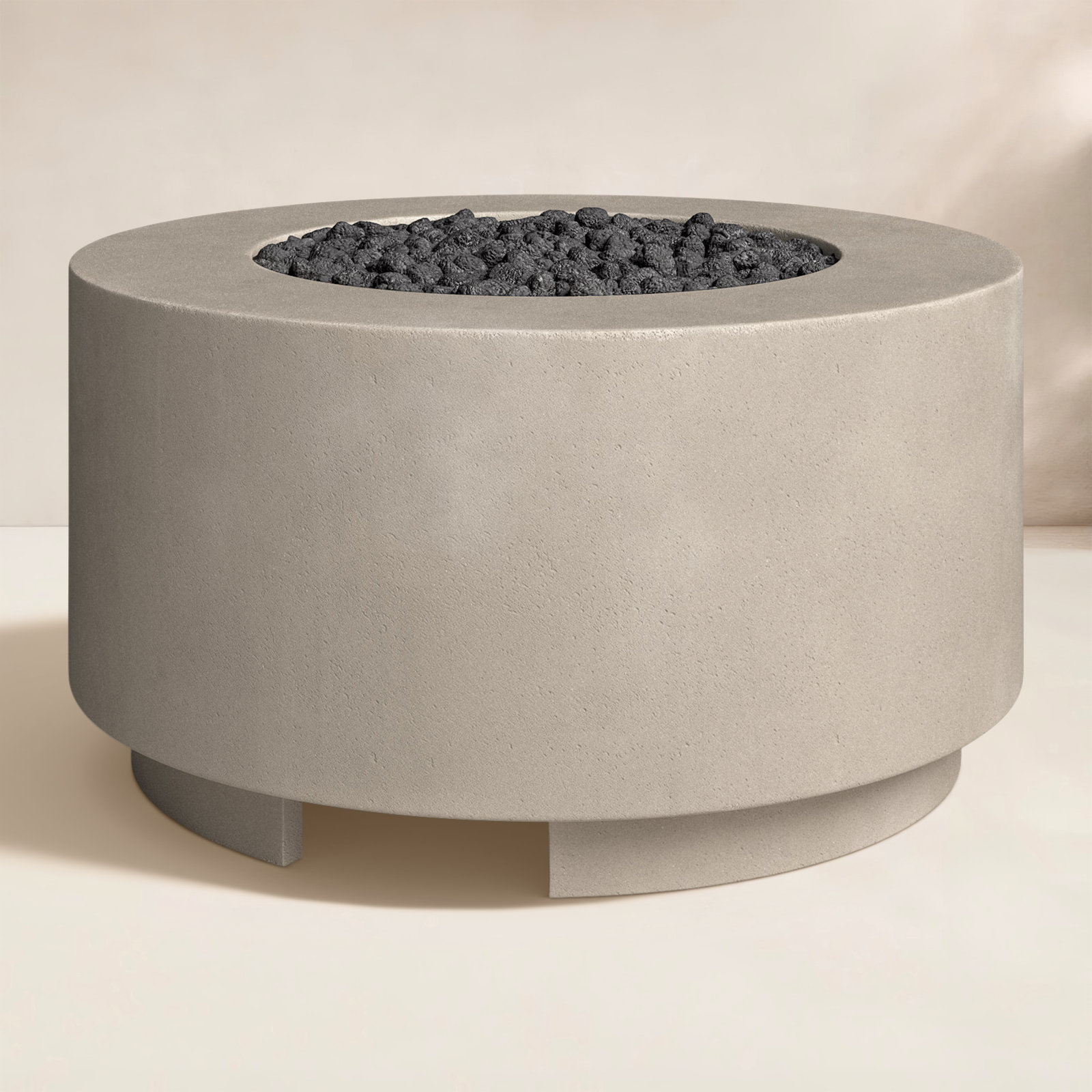 Round Fire Pit Table, Natural Concrete, Propane