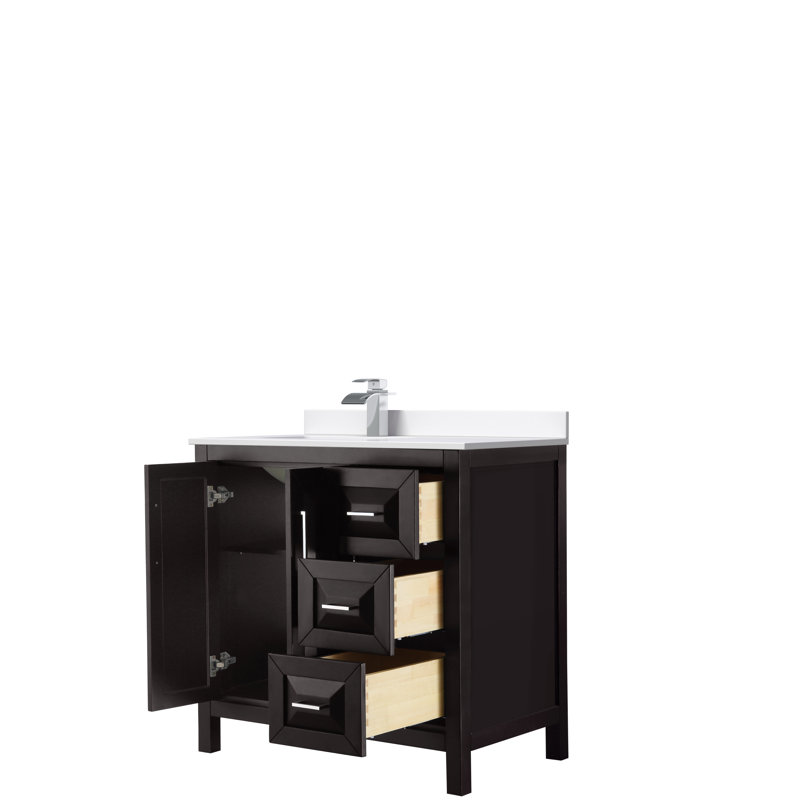 Daria 36 in. Single Vanity, White Cultured Marble, Dark Espresso, Polished Chrome