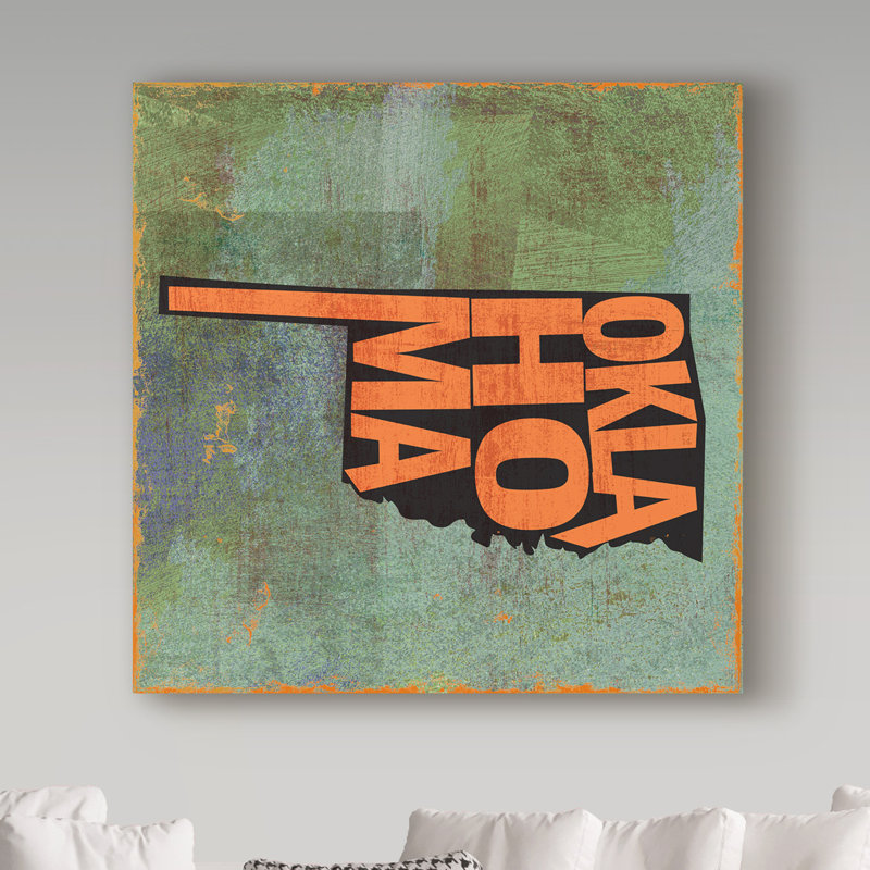 « oklahoma », art textuel sur toile tendue, H 24 po x l 24 po x P 2 po