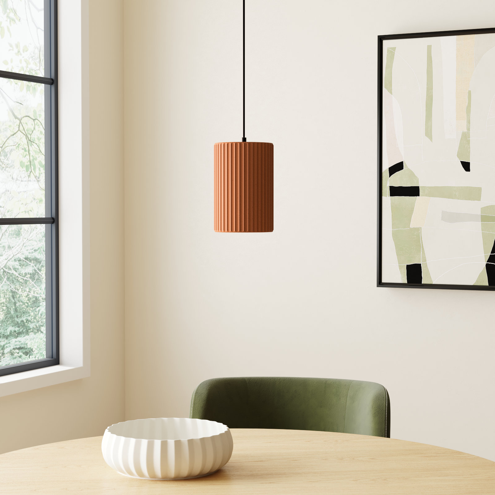 Calcott Dimmable Cylinder Single Light Pendant, Terra Cotta, Terra Cotta