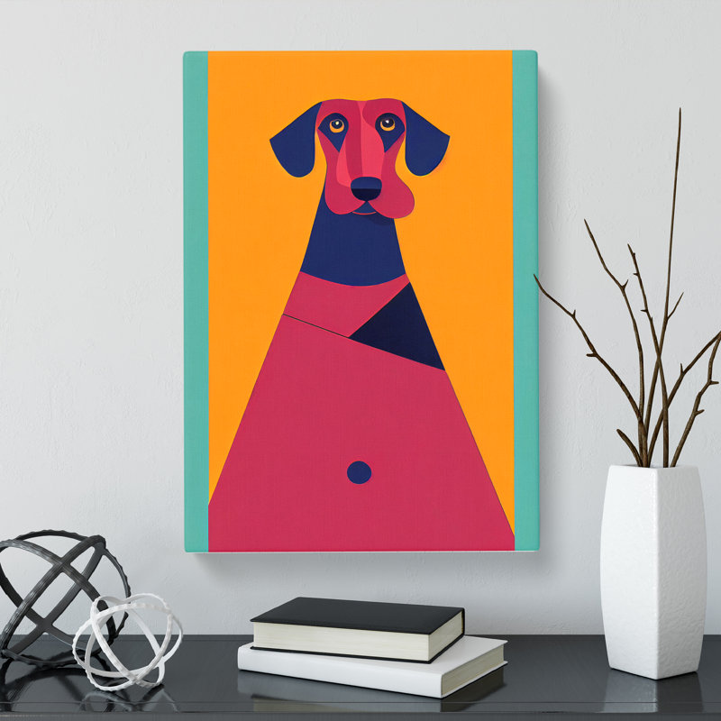 Dachshund Mid Century - Wrapped Canvas Print, 50cm H x 35cm W x 3cm D