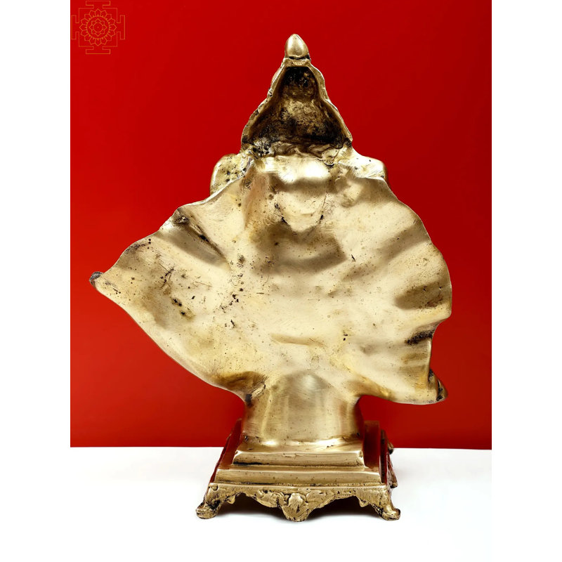 15 po Ganesha assis sur un piédestal de conque