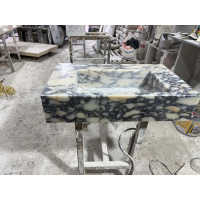 Custom Marble Sink - Solid Block Stone Vanity, Rectangular Bathroom Basin