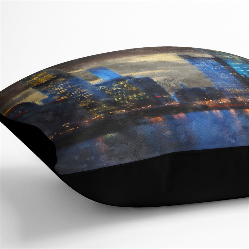 Downtown Chicago Skyline Square Throw Cushion, Black, 40cm H x 40cm W x 15cm D
