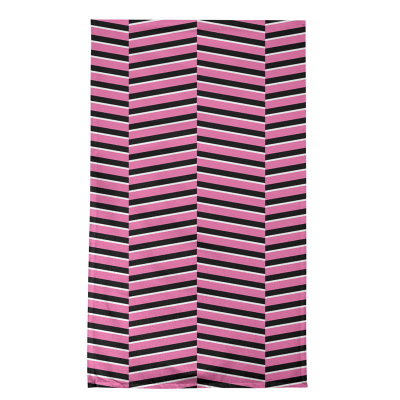 Torchon à rayures fracturées, Rose/noir, Polyester sergé