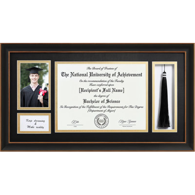 Matte Black Diploma Frame with Tassel Holder and Graduation Photo Display