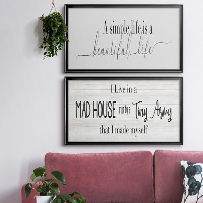 Simple Beautiful Life - Ensemble de 2 encadrements d'art textuel sur toile