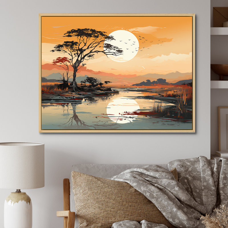 «Afrique Minimalisme», impression sur toile, Cadre naturel flottant, 30" H x 40" W