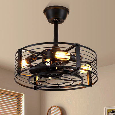 18" Caged Modern Farmhouse Ceiling Fans With Lights And Remote