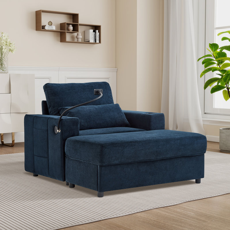 Chaise longue rembourrée 51,4 po, Bleu