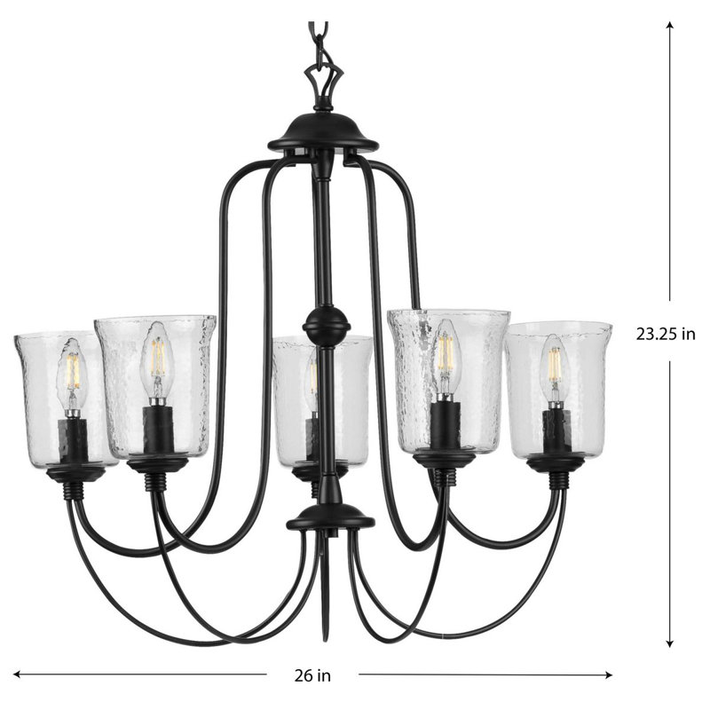 Lustre classique à 5 lumières avec abat-jour Ermengarda, Noir