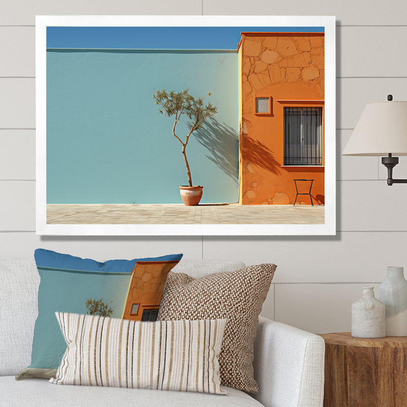 «Turquoise harmonieux», impression sur toile, Cadre simple blanc, H 24 po x l 32 po x P 1 po