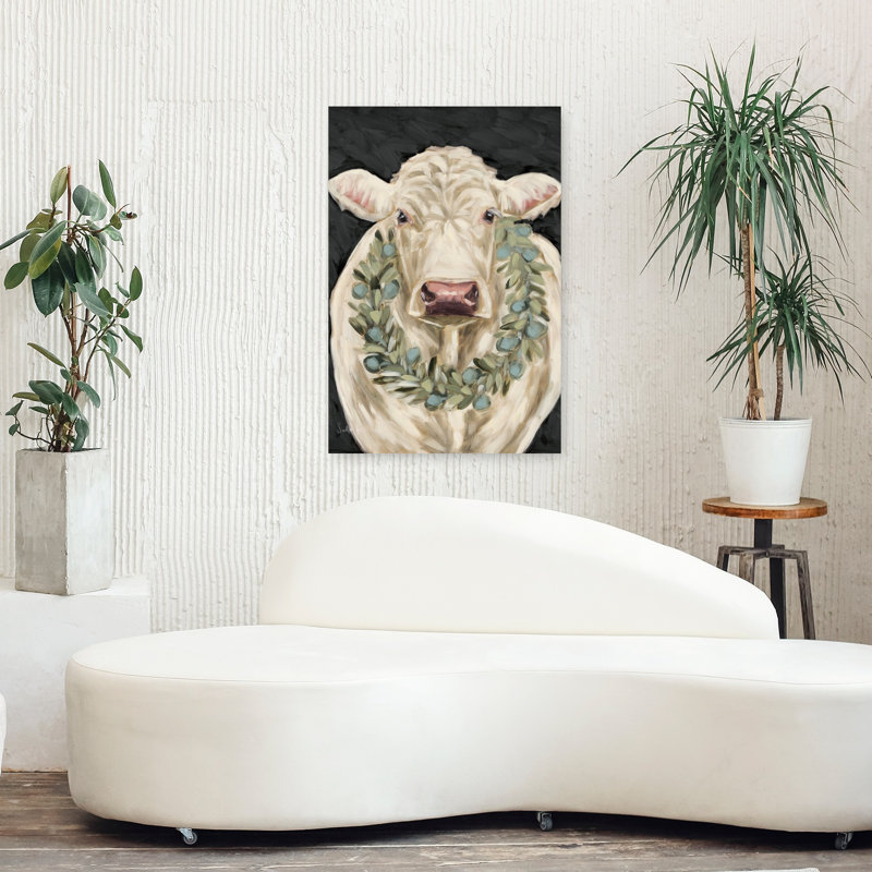 Vache contemporaine fantaisiste élégamment ornée, H 36 po x l 24 po