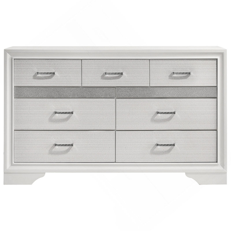 Commode blanche à 9 tiroirs, Blanc