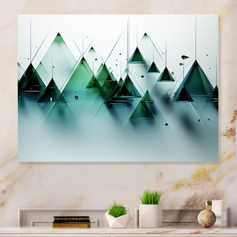 Échos verts abstraits de Piramid VI - art mural géométrique en métal MT137458, H 12 po x l 20 po x P 1 po