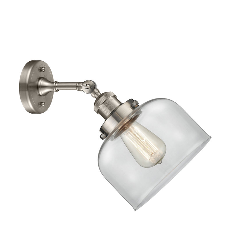 Bell - 1 Light 8" Sconce, 6 Watt Vinage LED Bulb, Clear, Brushed Satin Nickel