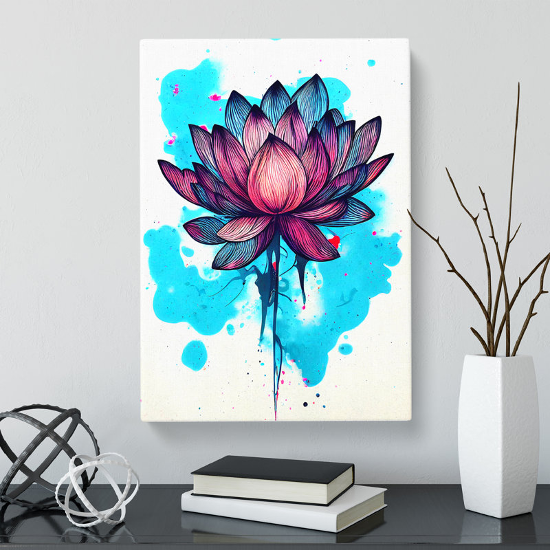 Lotus Flower Splash - Wrapped Canvas, 50cm H x 35cm W x 3cm D