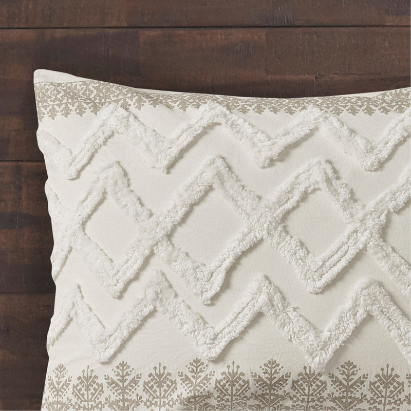 Ensemble d'édredon en coton 3 pièces avec capitonnage, Taupe, Édredon double / grand et 2 pièces supplémentai