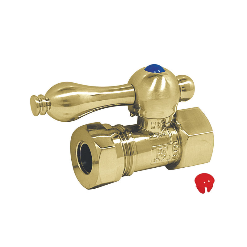 Kingston Brass Vintage 1/2-Inch FIP x 1/2 or 7/16-Inch Slip Joint Quarter-Turn Straight Stop Valve, Polished Brass