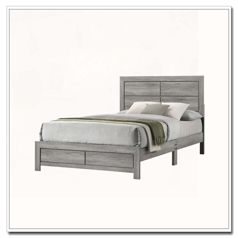 Rustic Wood Platform Bed, Gray, Queen