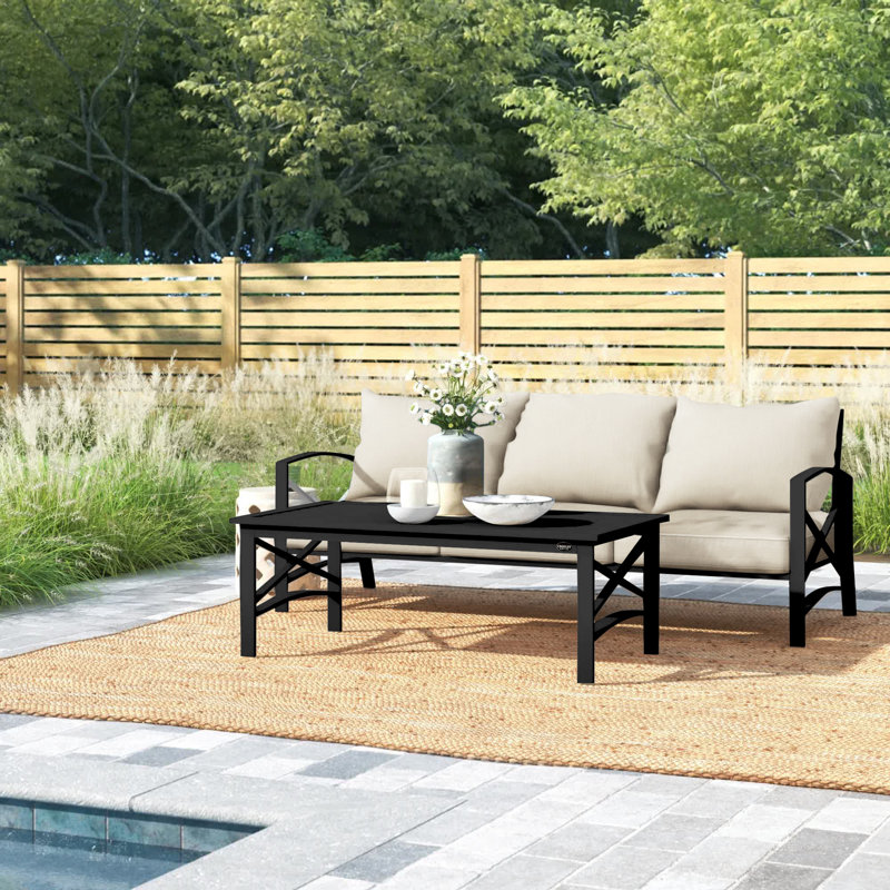 Marple 3 - Person Patio Conversation Set with Cushions, Oil Rubbed Bronze, Oatmeal