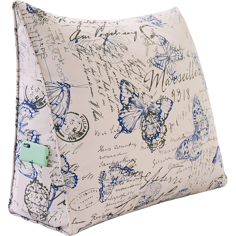 Support lombaire en coton avec coussin de lecture, Bleu papillon